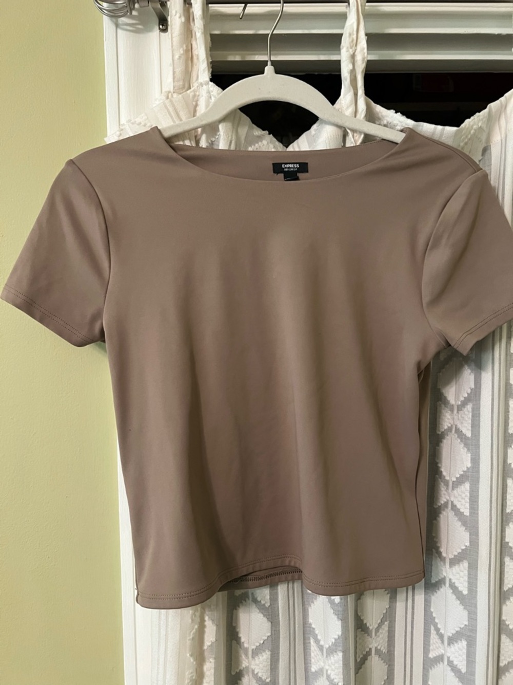 Express Taupe Body Contour Short Sleeve Top